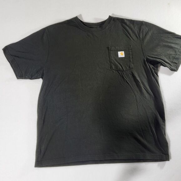 Carhartt Shirt Mens Extra Large Black Loose Fit Crew Neck Pocket Logo Work Wear - Picture 1 of 7